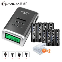 palo 4pcs 1 2v ni mh aa rechargeable batteries 4pcs 1 2 v aaa rechargeable batteriesa smart intelligent battery charger