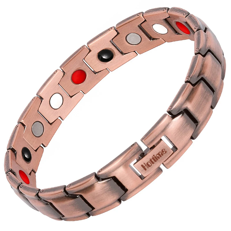 Hottime Elegant Pure Copper Magnetic Therapy Bracelet Pain Relief for Arthritis and Carpal Tunnel Healing Men's Fashion Jewelry|Цепочки и