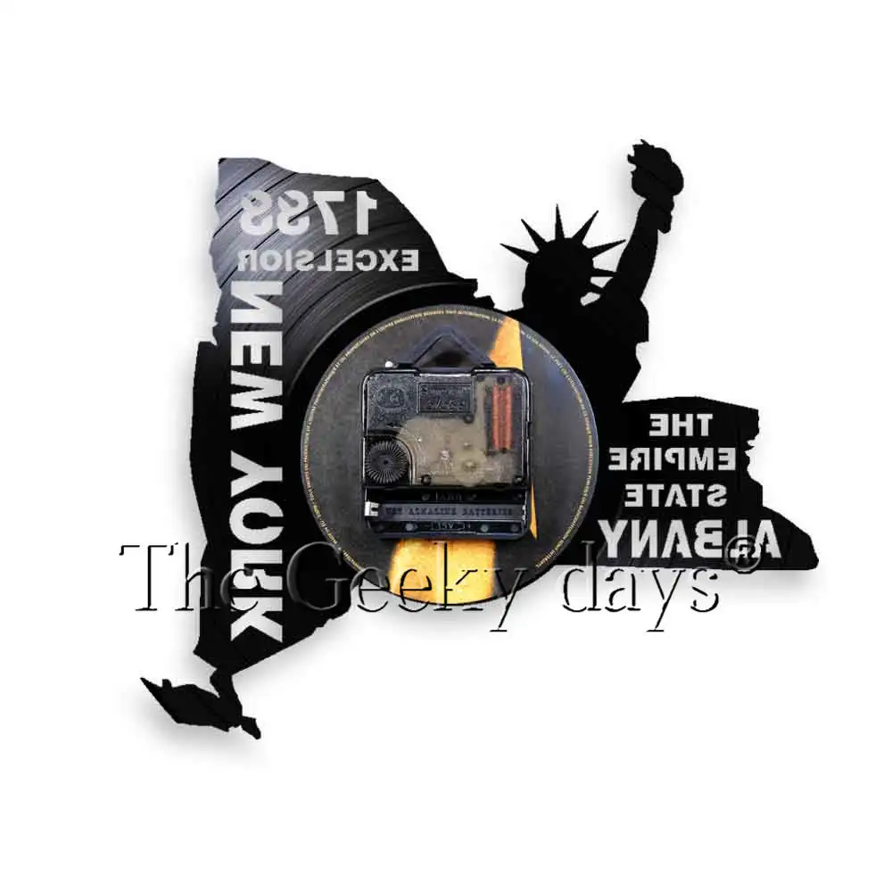 The Empire State Albany Виниловая пластинка настенное искусство часы Excelsior Нью Йорк