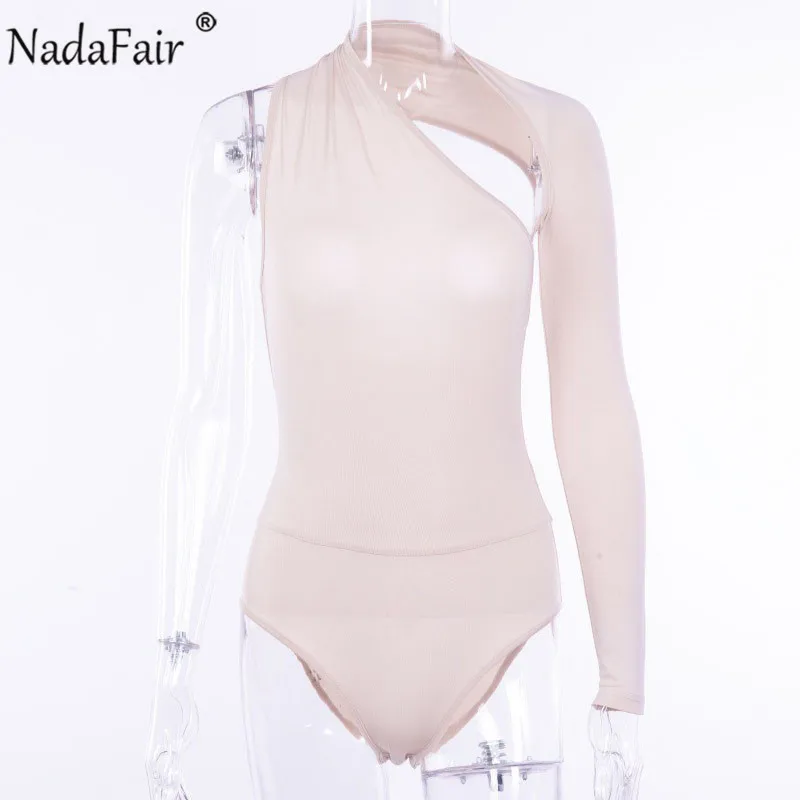 Nadafair сексуальные женские комбинезоны на одно плечо с длинным рукавом