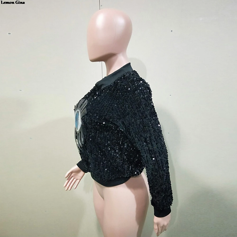 Lemon Gina, новинка, женские пуловеры, с блестками, глаза, язык, губы, косой вырез, длинный рукав, свитера, модные сексуальные толстовки, наряды, LGB9141