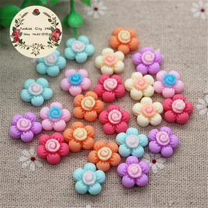 50 шт., смешанные цвета, 13 мм, милые полимерные цветы с плоским основанием, кабошон, аксессуары для скрапбукинга, рукоделия