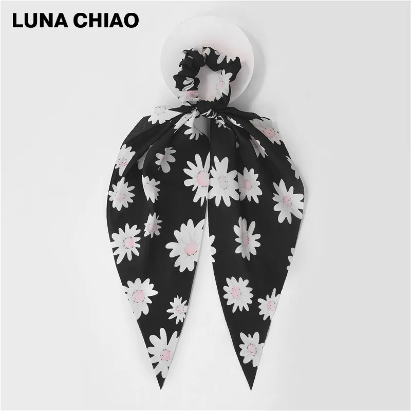 11 LUNA CHIAO Fashion Women Hair Accessories Hair Tie Ponytail Holder Fabric Hair Scarf Scrunchies - Цвет: 11