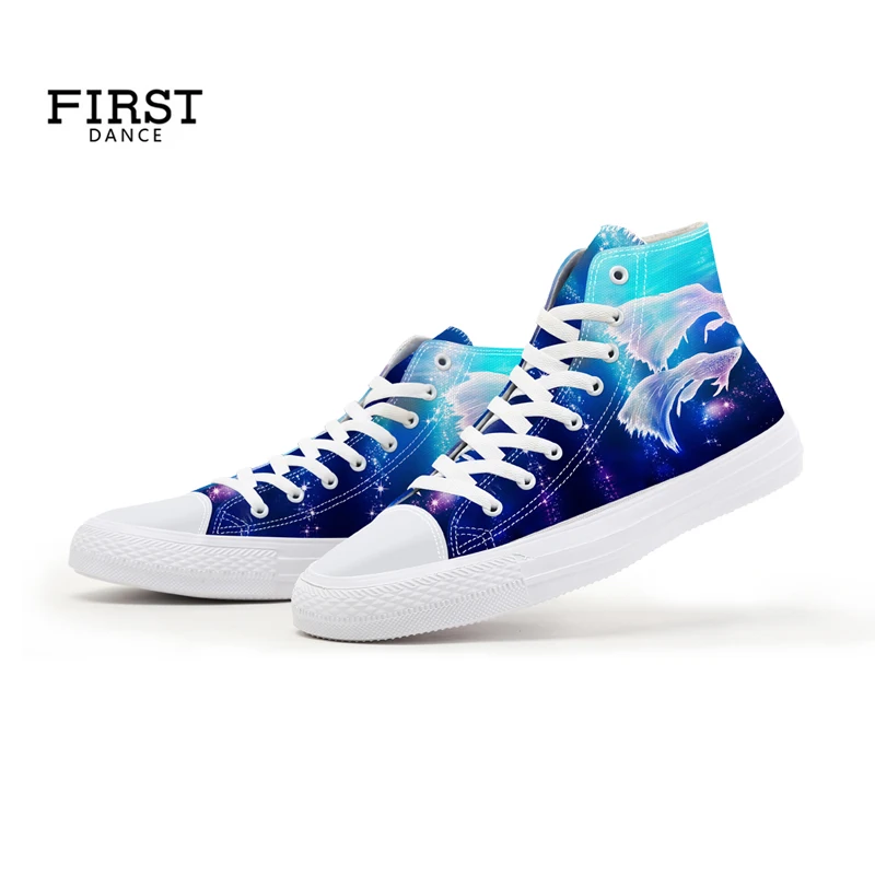 Design 3D Printing Constellation Spring Lace-up EVA Sole lightweight Canvas Shoes Man Casual High Top Sneaker Do your Logo Print | Обувь