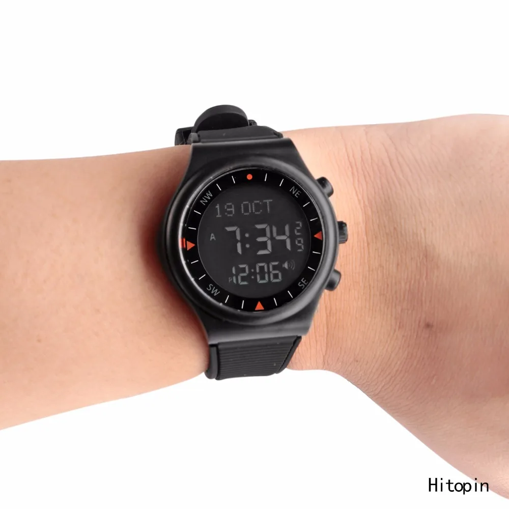 Полный Черный и белый Автоматическая Человек азан часы тревоги российских