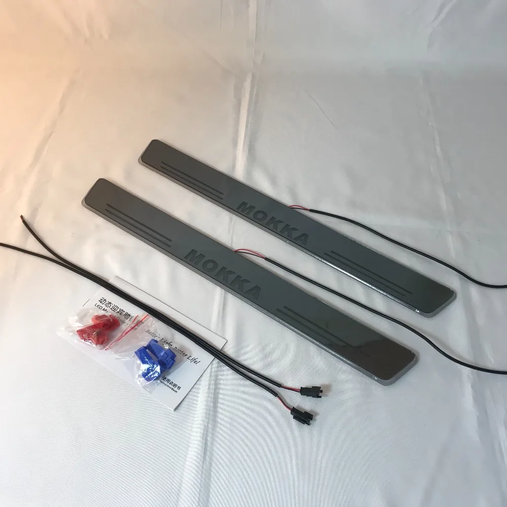 

RQXR led moving door scuff for Opel mokka dynamic door sill plate flat lining overlay Flow/still light, 2pcs