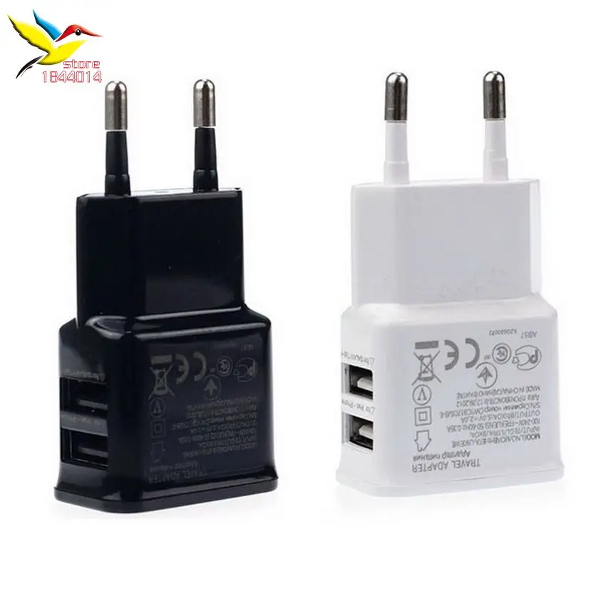 

EU Plug 2 Ports USB Charger 5V 2A Wall AC DC Adapter Mobile Phone Charging Travel Home Adapter For iPhone iPad Samsung 300 pcs