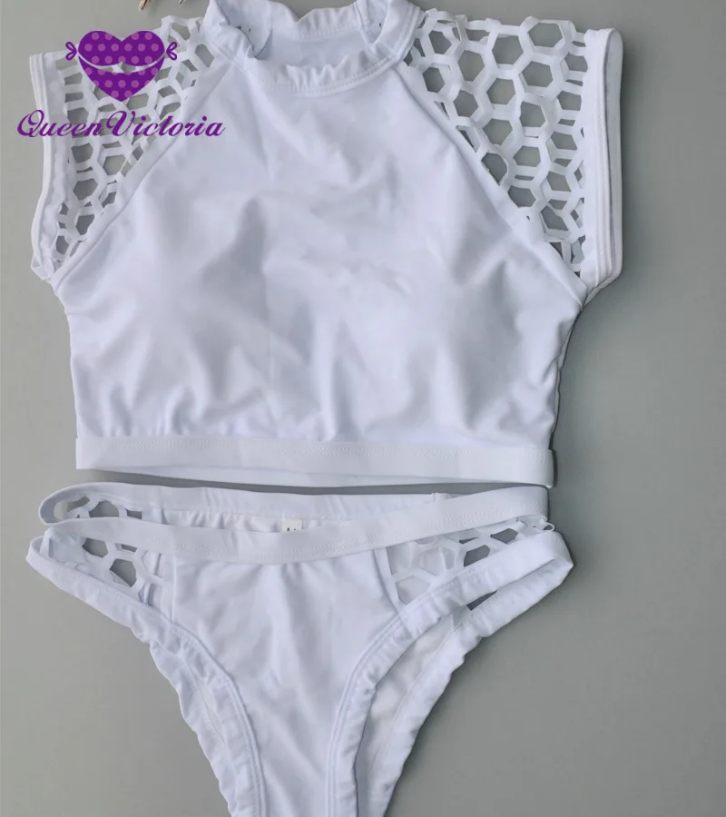 Высокая-образным вырезом Топ Танкини комплект купальник женщин сексуальные