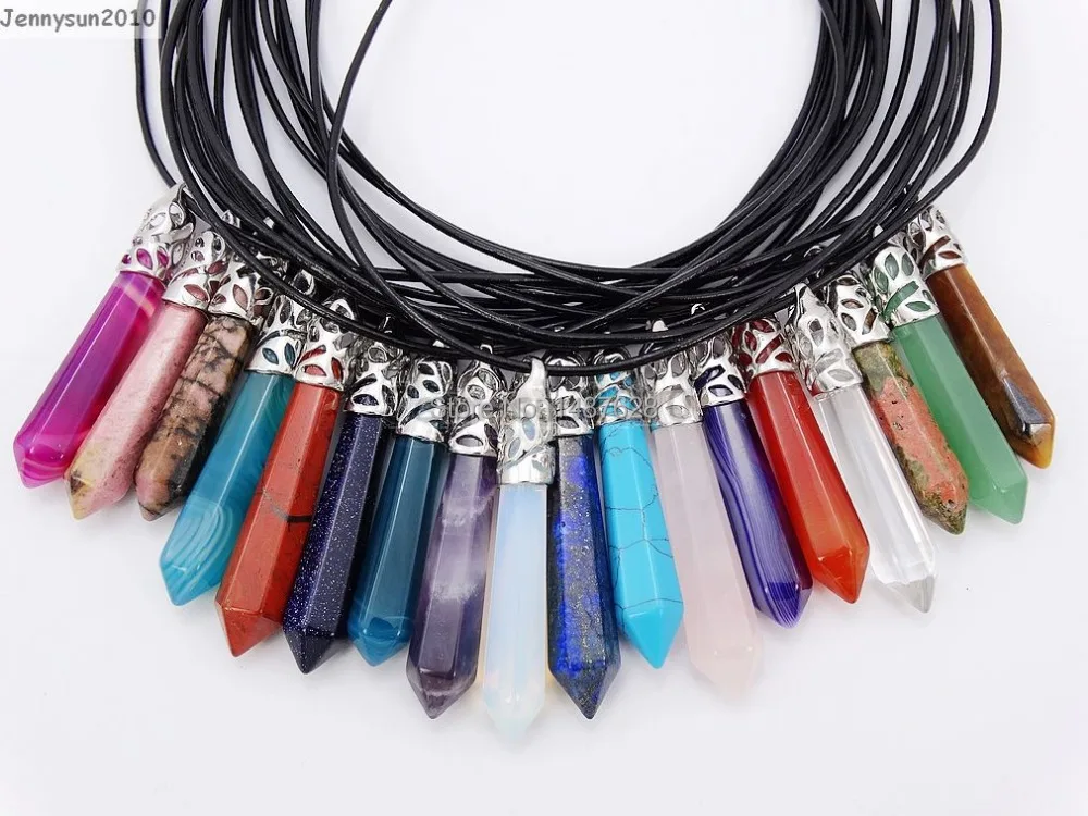 Разноцветные натуральные драгоценные камни длинная Шестигранная острые