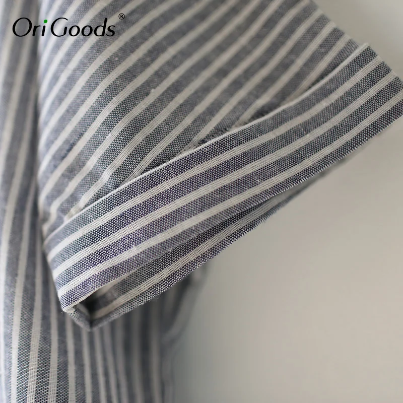 OriGoods Striped Shirt Summer Blouse Women Short sleeve Batwing Loose Causal Plus size Blusas Tops A349 |