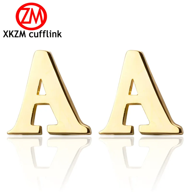 

Wholesale Mens Cuff Links golden letter A Cuff Link CUSTOM Cufflinks Men Accessories men cufflinks high quality button