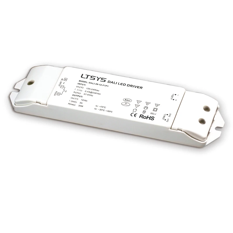 Dali Dimming Driver 100-240VAC; 36 Вт Dali power driver; AC100-240V вход; 12 В 3A 36 Вт Выход Led Dali Dimmable Driver, Push Dim