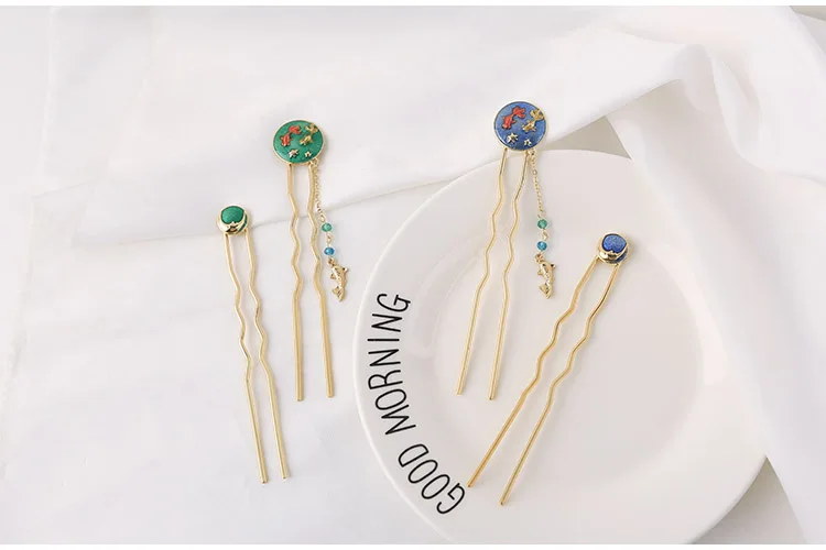 New Hot Fashion Ocean Wind Pendant Japan Personality Japan And Korea Style Exquisite U-type Hairwear Hairpin For Women Jewelry