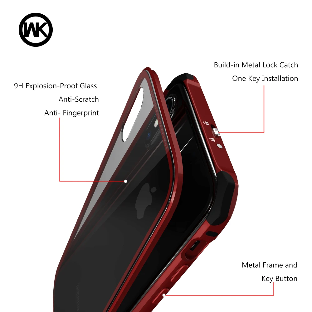 Дизайн WK металлический каркас чехол для iPhone 7 Чехол Funda X 8 Plus крышка Закаленное