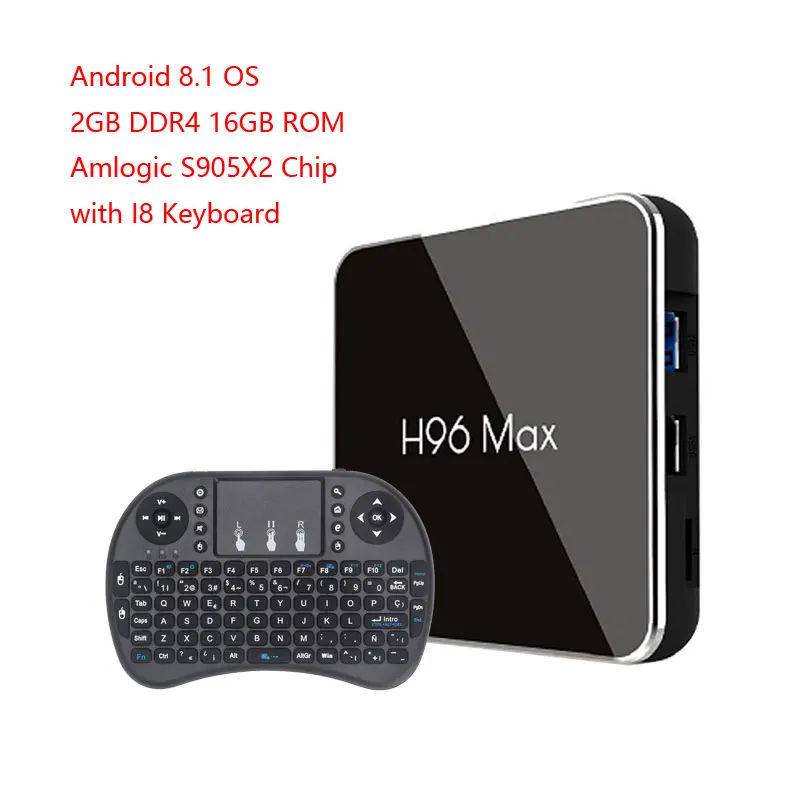 H96 Max X2 Интеллектуальный Android 8,1 2g 16g ТВ приставка Amlogic S905X2 LPDDR4 четырехъядерный двойной Wifi BT 4,0 USB3.0 h.265 4k HD телеприставка - Цвет: 2GB 16GB TV BOX I8