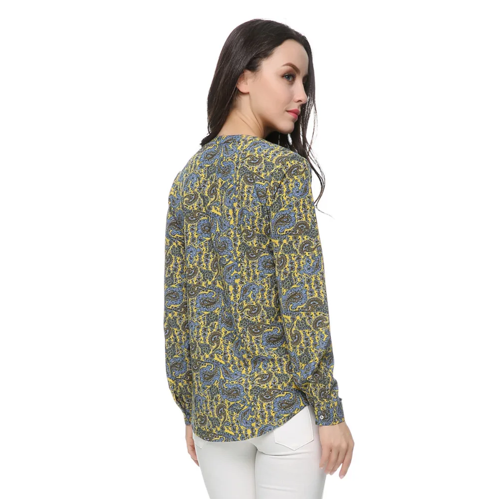 Женская винтажная блузка с длинным рукавом и узором пейсли офисная одежда