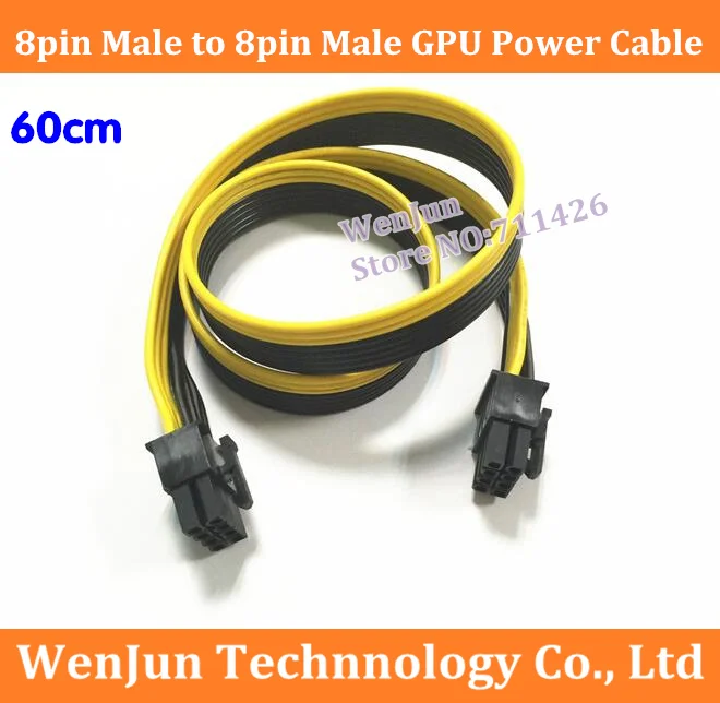 

1 шт. Новый 60 см PCI-E 8Pin папа до 8Pin мужской GPU удлинитель 18AWG ленточный кабель для видеокарты