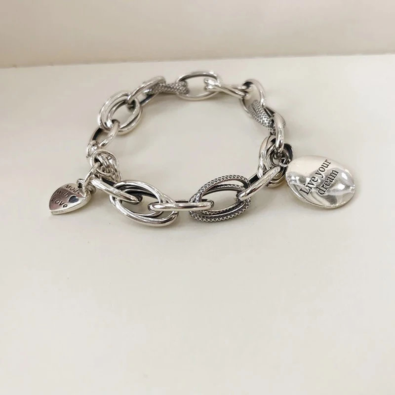 BESTLYBUY мечта сбылась Модный женский круглый тайский серебряный браслет 925 пробы серебряный Ретро двойной Круглый браслет