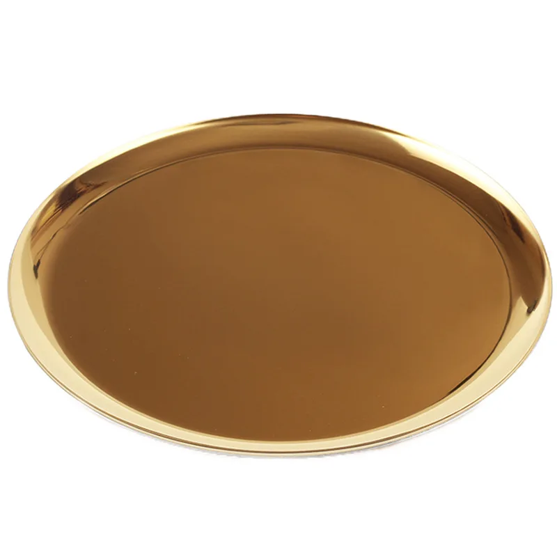 Nordic Style Metal Tray Gold Storage Tray Round Dish Fruit Tea Tray Simple Decoration Home