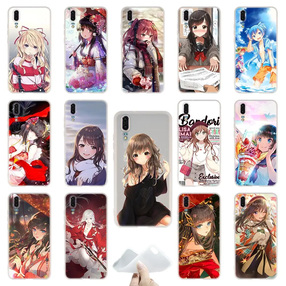 Японские Мультяшные аниме Kawaii girl Милые телефонные чехлы для Huawei P40 P30 P20 Pro P10 P9 Lite