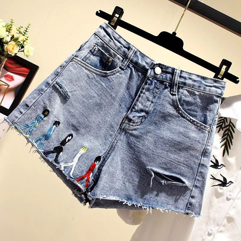 Женские широкие шорты Fat mm брюки большого размера с пятью точками лето 2019 |