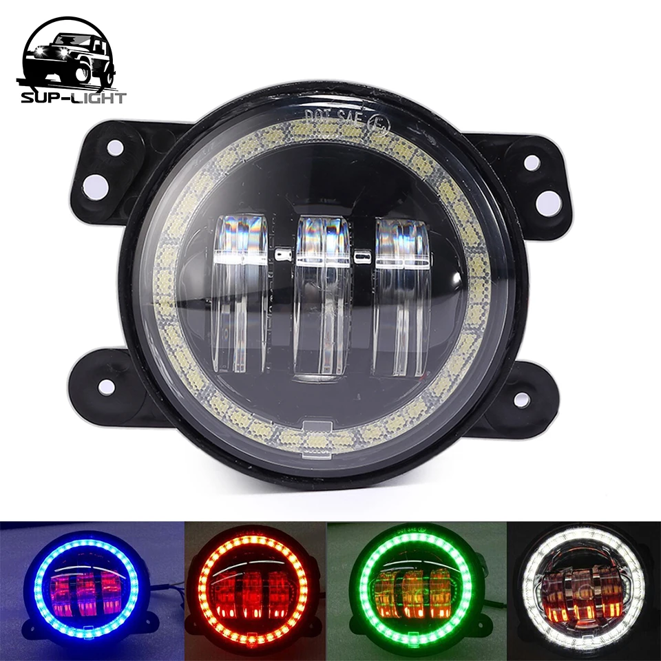 Bluetooth 4 дюйма светодиодный Противотуманные фары с RGB Halo угол глаза для Jeep Wrangler JK TJ LJ