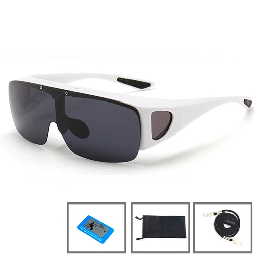 White with bag Подходят для солнцезащитных очков, Поляризованные линзы для мужчин и женщин, солнцезащитные очки для рыбалки, покрытие для близорукости, очки, спортивные очки - Цвет: White with bag