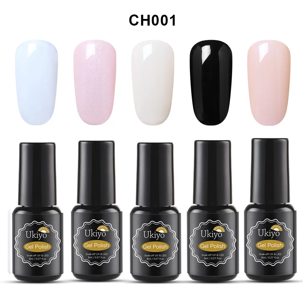 CH001 Ukiyo 5 шт./лот Soak Off лак для ногтей чистый цвет Гибридный гель лак для ногтей, маникюр Дизайн Полупостоянный маникюрные трафареты лак - Цвет: CH001