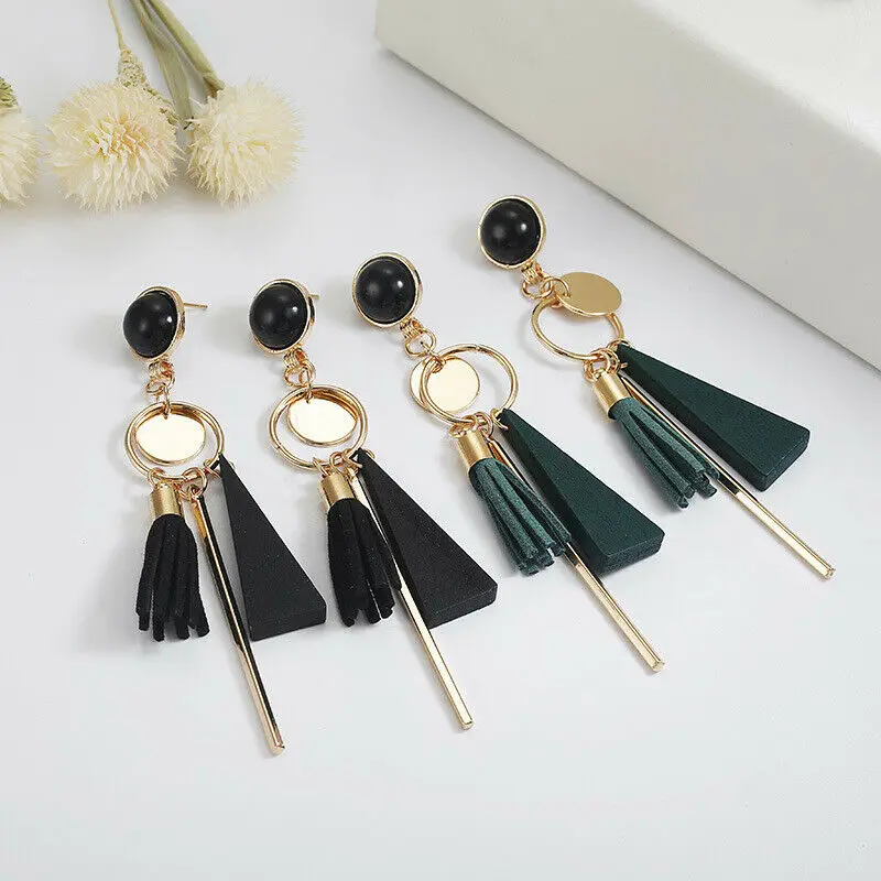 Женские длинные висячие серьги с бахромой в этническом стиле | Украшения и