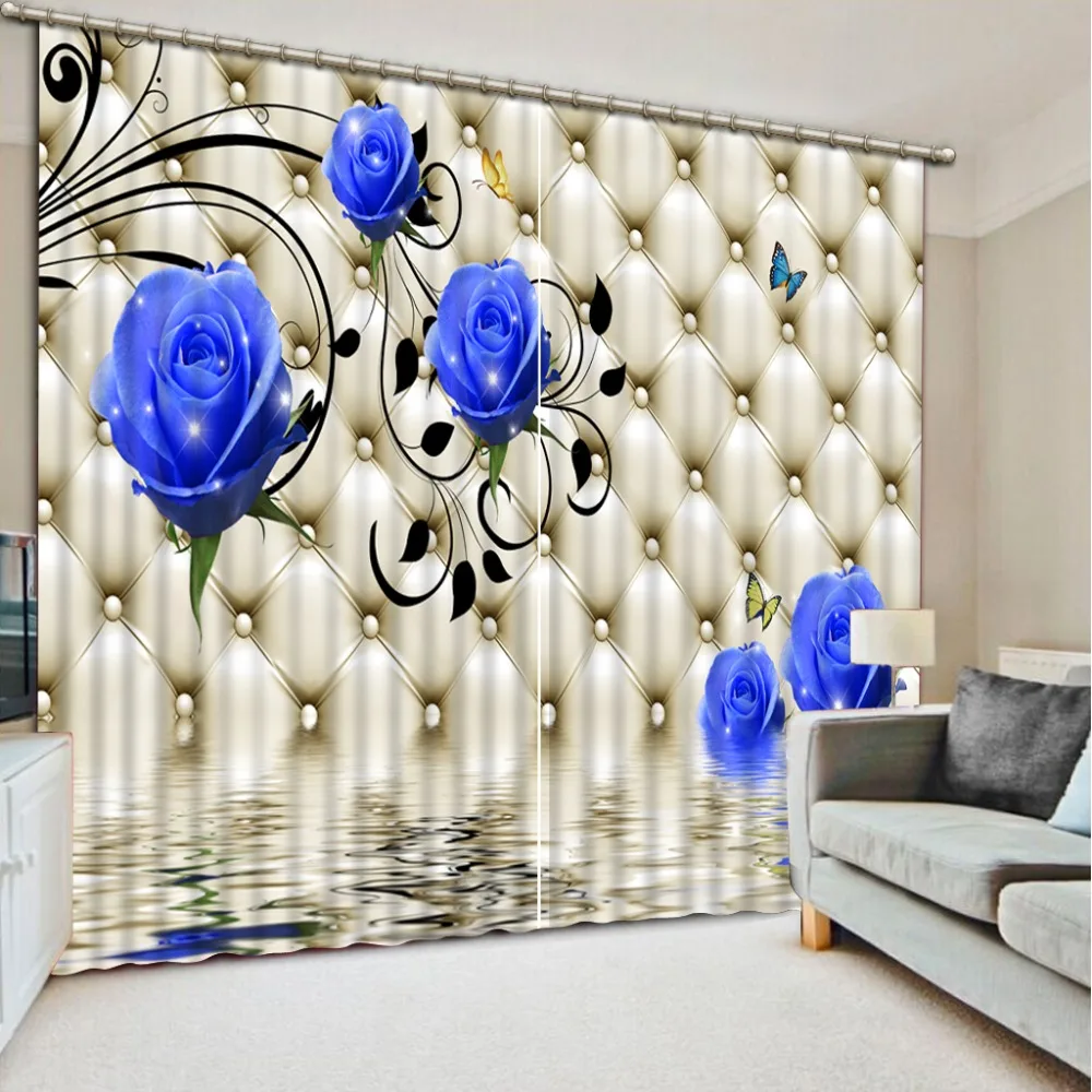 

3d curtains customize on the window Flower soft pack Living room bedroom room decoration wedding curtain