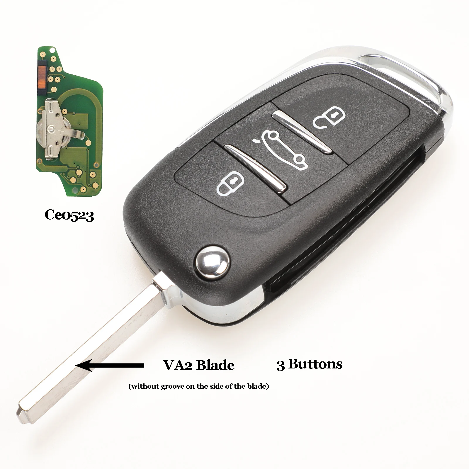 VA2 3 Butotns jingyuqin Ce0523 ASK/FSK 2/3 Button Remote Car key For Citroen C2 C3 C4 C5 433Mhz ID46 Modified Flip Folding Car Key Control - Цвет: VA2 3 Butotns