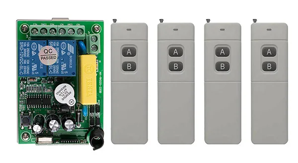 

Дистанционный переключатель дальнего действия 3000 м, в переменного тока, 2 канала, 10 А, релейный переключатель, передатчик и приемник для ламп/окон/Гаражных Дверей