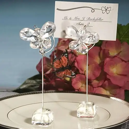 

Factory direct 50PCS / LOT wedding like delicate pink (white) crystal butterfly place cardholder
