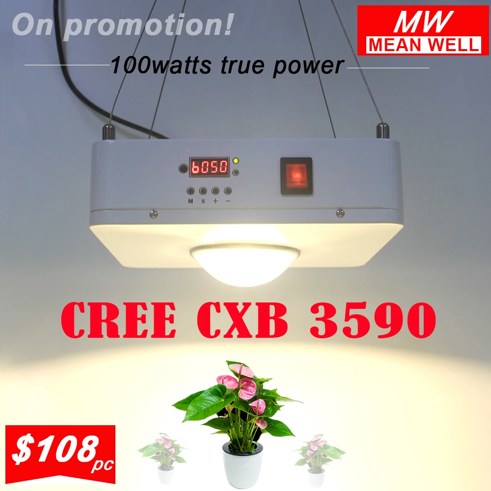 CREE CXB3590 100 Вт COB с регулируемой яркостью Светодиодная лампа полного спектра 26000LM =