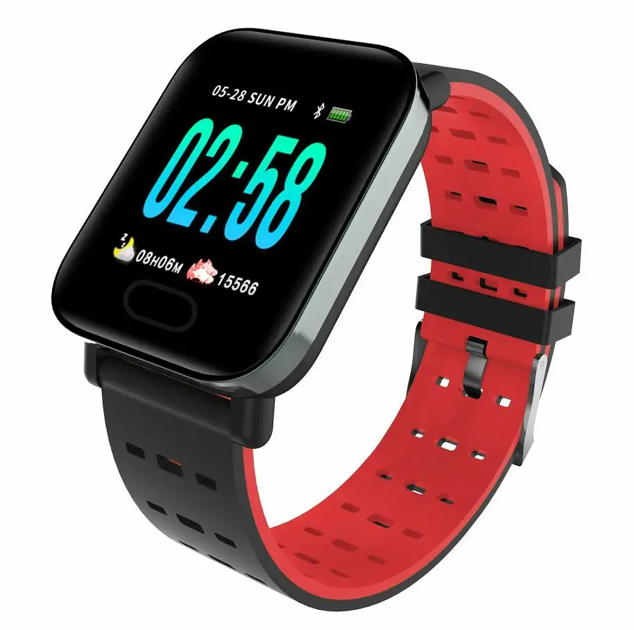 red A6 смарт-браслет reloj inteligente часы фитнес-трекер умный Браслет IP67 водонепроницаемый браслет мужские умные часы - Цвет: red