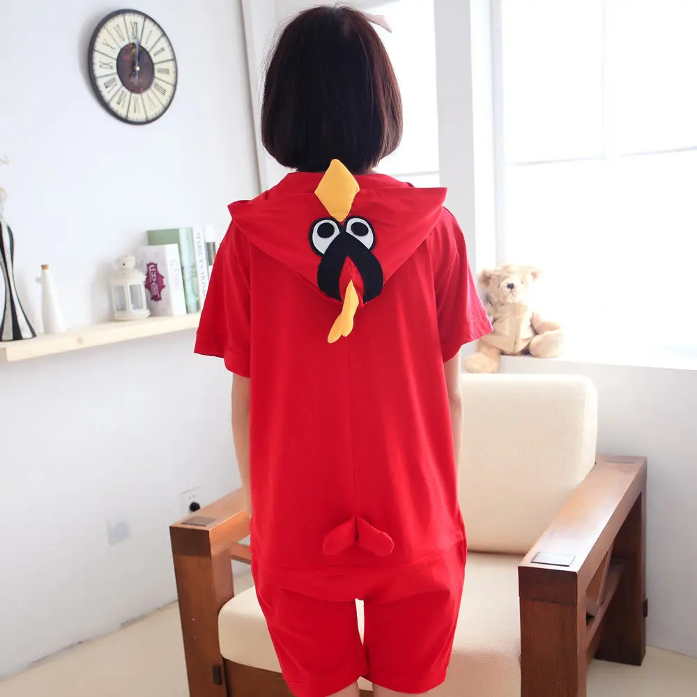 Красная птица летние шорты пижамный комплект Для женщин мужчин взрослых