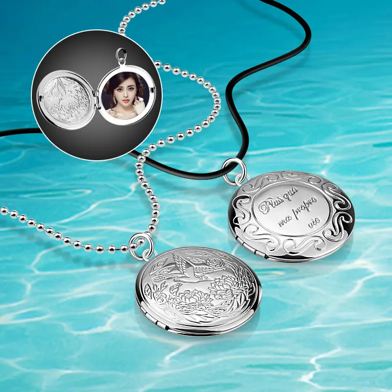 

Fashion romantic DIY ideas put photos locket,925 sterling silver necklaces,women jewelry,Circular shaped Pendant necklace