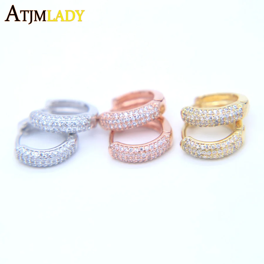 factory wholesale drop shipping Bling sparking AAA cubic zirconia 14mm circle mini huggie hoop earring for women fashion|hoop earrings women|drop