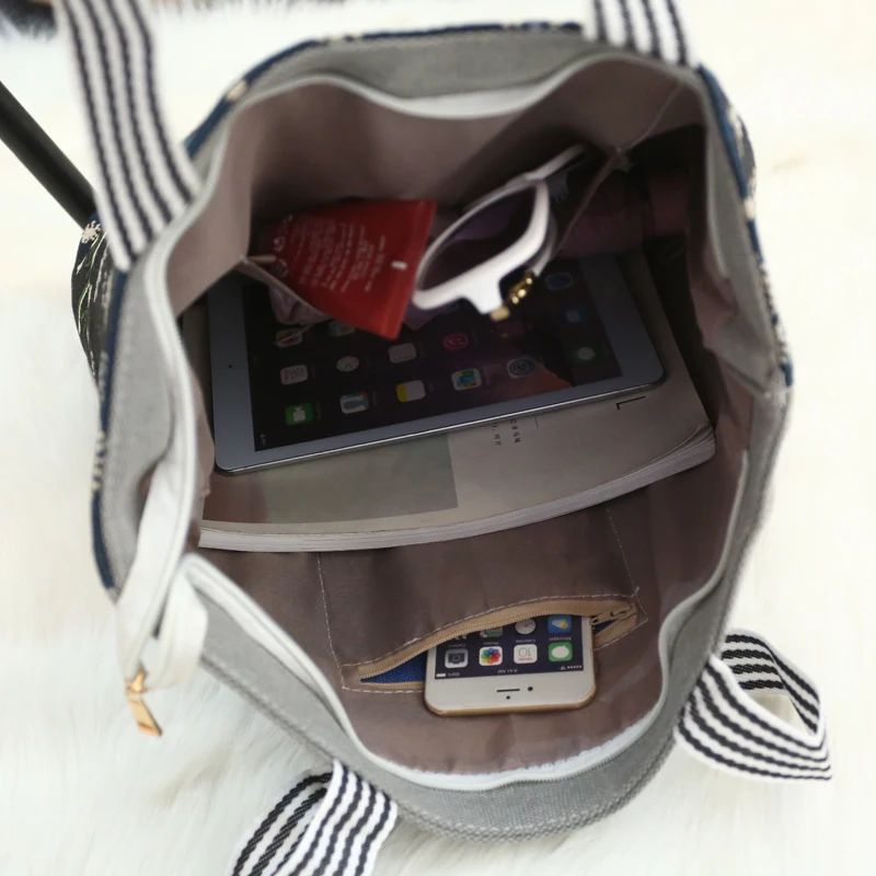 

woman handbags 2019 100% Embroidery owl bags Animal Prints Casual Tote designer woman's bags Shopping quality Ladies Canvas bags