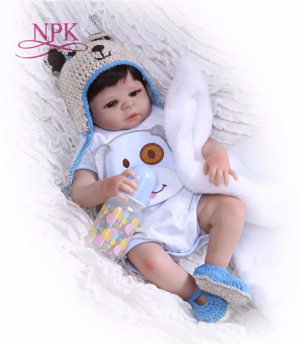 

NPK 23"57CM Full silicone reborn baby doll can bathe boneca Bebes reborn realista menino child gift newborn dolls