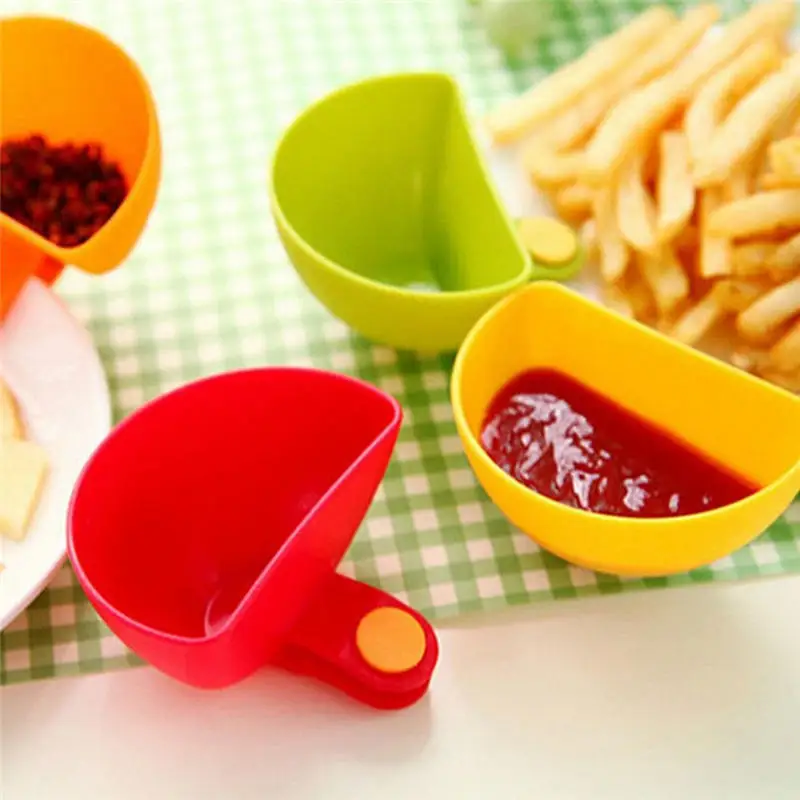 4pcs/set Dip Saucers Assorted Salad Sauce Ketchup Jam Clip Cup Bowl For Tomato Salt Vinegar Sugar Flavor Splice Kitchen Tool | Дом и сад