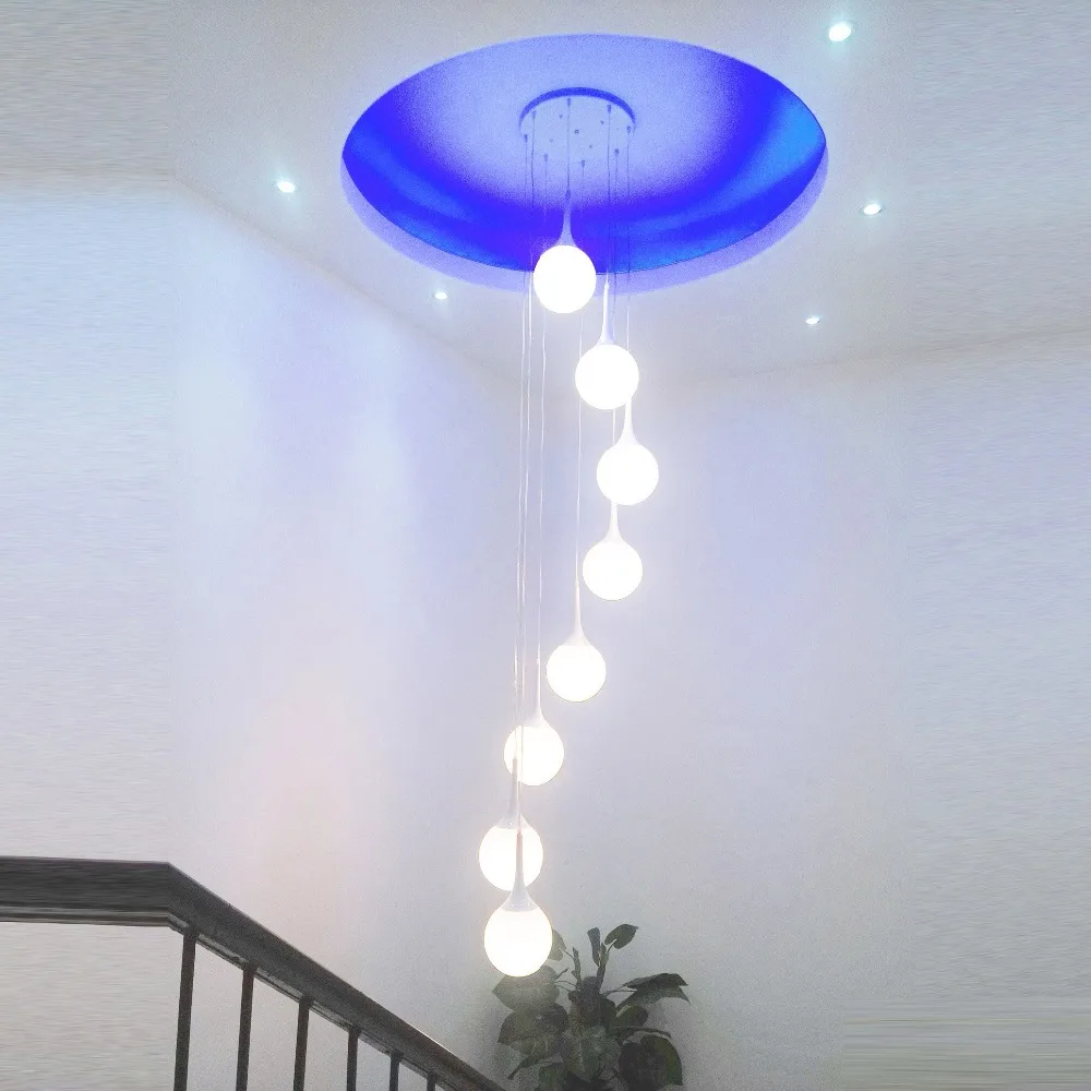 売る 現代ガラスボールスパイラル階段ケースペンダントランプレストランバーカウンターぶら下げランプ廊下廊下吊りペンダント照明