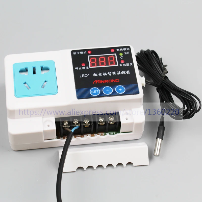 2kW/5kW output Digital Temperature controller with 2 channels output thermostat  with 200cm temperature sensor