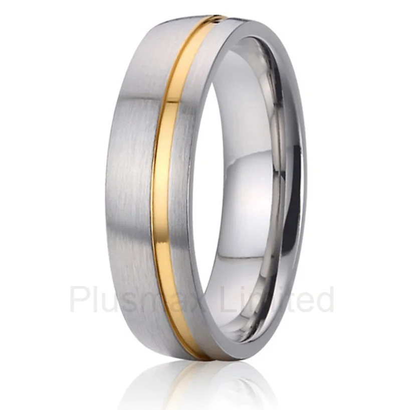 

2016 China jewelry seller gold color pure titanium jewelry wedding band finger ring