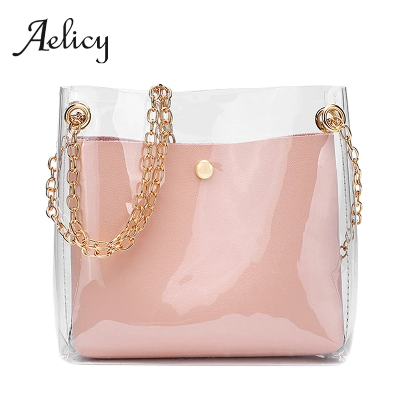 Aelicy Дамские туфли из pu искусственной кожи прозрачный дизайн сумка на плечо