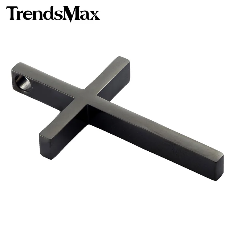 Trendsmax Крест Серебряный черный цвет нержавеющая сталь кулон с бисером цепи