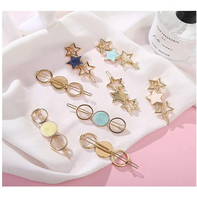 Эпоксидная заколка для волос Геометрическая Звезда круглая форма металлические