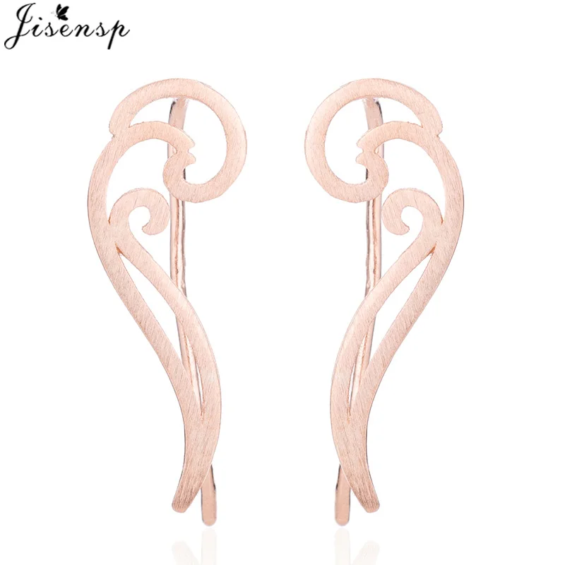 rose gold earings Jisensp модные геометрические волны ушные альпинисты для женщин ушные гусеничные серьги-гвоздики богемные милые серьги для девочек Brincos подарок - Окраска металла: rose gold earings