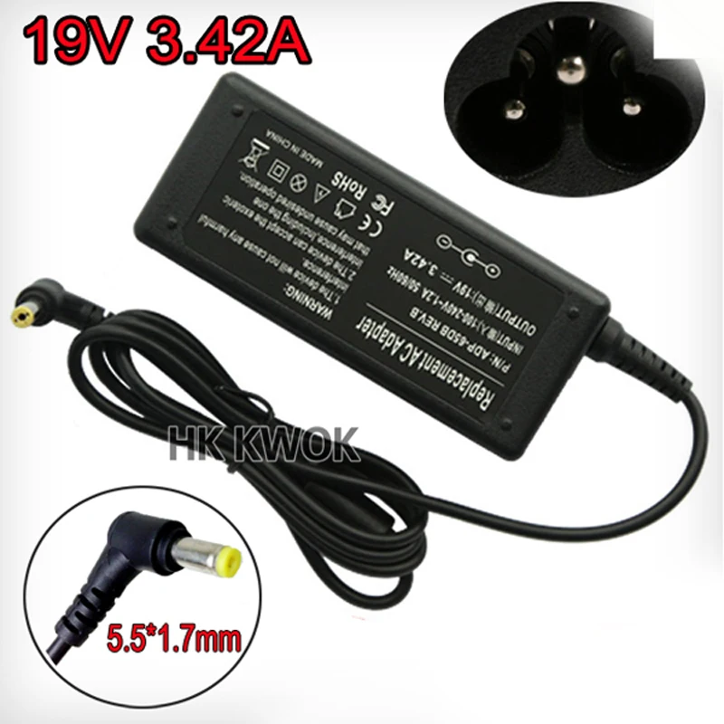19V 3.42A AC адаптер для ноутбука Зарядное устройство Acer Aspire 5315 5630 5735 5920 5535 5738 6920 7520 1690