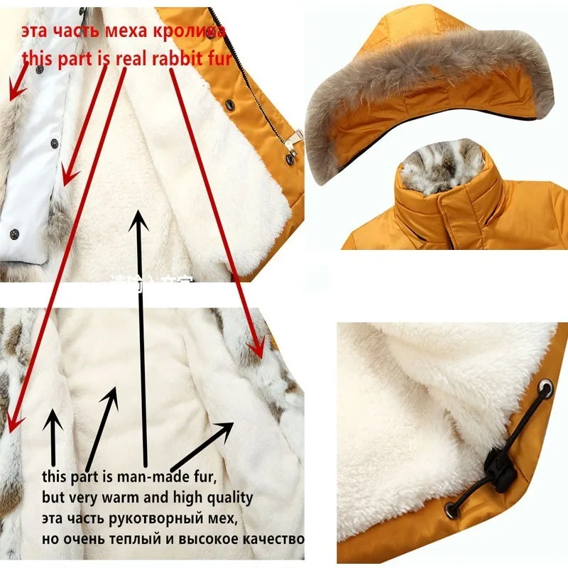 

Raccoon Fur Warm White Duck Feather Coat Long Winter Jacket Women Down Parka Plus Size 2020 Rabbit Hair Hooded Outerwear Okd449